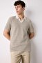 Regular Fit Polo Neck Striped Textured Short Sleeve T-Shirt D7249Ax25Sp