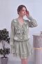 Women's Front Tie Ruffled Layered Skirt Mini Evening Dress Mink, Powder, Green - 4