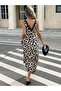 Women's Strappy Deep V Ruched Collar Lace-Up Single Jersey Long Summer Dress - 6