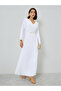 White Maxi Dress with Metallic Leaf Detail