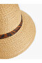 Patterned Scarf Detailed Straw Hat - 3