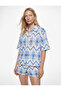 Cotton Classic Collar Embroidery Detailed Embroidered Short Sleeve Shirt - 2