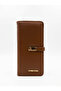 Women's Faux Leather Wallet with Gold Buckle and Phone Compartment - 6