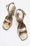 Women's Wide Heel Painted Heeled Sandals Gold Skin - 7