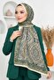 Women's Green Mandala Patterned Organic Cotton Soft Shawl