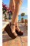 Matte Satin Wedge Heeled Platform Sandals Shoes - 3