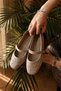 Women's Stylish Daily Ballerina Shoes with Strappy Buckle, Patent Leather and Metal Stone Detail - 4