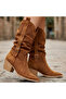Meria Tan Suede Laser Cut Cowboy Heeled Boots - 4