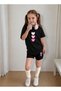 Girl's T-Shirt and Shorts Set, Printed Cotton, Summer Casual Fit Combination