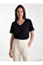 Black V-Neck Blouse with Embroidery Detail - 6