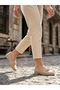 Women's beige suede soft soled daily loafer shoes - 2