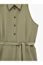 Modal Cupro Fabric Pocketed Belted Sleeveless Shirt Collar Shorts Jumpsuit - 3