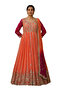 Peach Georgette Sequins Embroidered Anarkali Gown with Dupatta - HRT7761 | Peach - 2