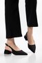Women's Side Buckle Detailed Satin Open Back Pointed Toe Casual Heeled Shoes - 4