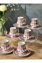 Brenda Gül Kurusu Hand Painted 6-Person Turkish Coffee Cup Set - 90 ml