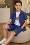 6-15 Years Old Boy's 3-Piece Set Shirt Shorts T-Shirt Summer Combination Set - 2