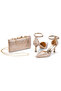 Rose Ankle Strap Pointed Toe Evening and Event High Heel Shoes and Bag Set