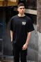 Men's Short Sleeve Summer T-Shirt Crew Neck Printed Oversize T-Shirt - Black - 3
