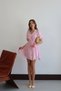 Women's Candy Pink V-Neck Belt Detailed Stylish Buttoned Premium Quality Lined Summer Mini Shirt Dress - 2