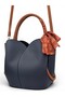 Navy Blue, Tulip Model, Scarf, Puppy, Cross Strap, Women's Hand and Shoulder Bag - 2