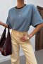 Contrast Collar Striped Tshirt Blue - 3