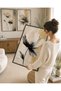 Modern Abstract Floral 3-Piece Painting Set Framed – Black Beige Cream Living Room Wall Decor - 2