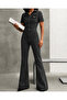 Spanish Paddle-Style Snow Black Short Sleeve Jumpsuit - 2