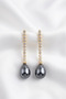 Waterway Crystal Pearl Drop Elegant Earrings 5.5 Cm. - 2