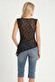 Asymmetric Lace Transparent Blouse Lfw0029 Black - 7