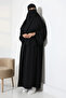 3 Piece Souffle Veiled Robe Dress Set - Black - 4