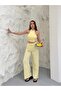 Women's Yellow Halter Neck Crop Pants Two-Piece Set - 2