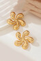 Women's Gold Color Flower Model Earrings Shiny Design Stylish Earrings - 4