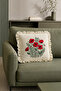 Ruffled Poppy Patterned Decorative Throw Pillow Cover 100% Cotton Organic Dye Printed 45X45 cm