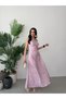 Pink Floral Patterned One-Shoulder Dress with Window Detail - 2