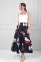 Women's Elastic Waist Lined Floral Patterned Ruffled Midi Cotton Skirt - 2