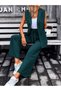 Women's Open Front Vest and Trousers Crepe Bottom Top Crepe Two-Piece Set - 4
