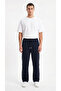 Men's Navy Blue Wide Leg Baggy Sweatpants with Side Piping and Back Pocket Detail - 2