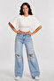 Natural Viscose Blouse with Wide Sleeves and Fitted Waist