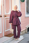 Women's Belted Modal Suit Burgundy - 2