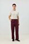 Burgundy Modal Blend Striped Relaxed Men's Trousers - 3