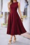Women's Off-The-Shoulder Boat Neck Kiloş Midi Viscose Dress - 3