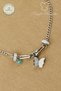 Steel Bracelet - Zircon Stone, Silvery Butterfly, Turquoise Stone, 316L Steel, Non-Tarnish Bracelet 17+5 cm