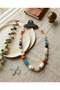 Natural Stone Women's Necklace with Colorful Stones and Bodrum Beads Steel Gold Detailed Bohemian Jewelry - 4