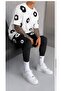 "Men's White T-Shirt with Black Floral Pattern Oversized Shorts Set" - 2