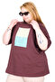 Mode XL Real Plus Size Women's T-Shirt Bıs Yaka Sea Ing U26202 Mürdüm - 4