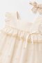 Girl's Cream Vintage Lace Embroidered Tulle Dress and Bandana - 3