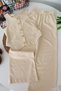 My Little One's Stones Embellished Vest Girls' 2-Piece Set - Cream
