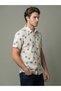 Men Beige Leaf Print Short Sleeve Shirt - 3