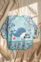 Marino Ocean Stain-Resistant Liquid-Proof Long Sleeve Baby Food Bib - Blue Whale Pattern Blw and Faa - 6