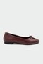 Juliet Bowknot Genuine Leather Flat Women's Burgundy Ballerinas - 2